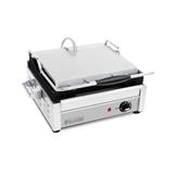 Eurodib SFE02345-120 Single Commercial Panini Press w/ Cast Iron Grooved Plates, 120v, Grooved Cast Iron Plates, 14" x 10" Cooking Surface, Stainless Steel