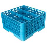 Carlisle RG9-414 OptiClean Glass Rack w/ (9) Compartments - (4) Extenders, Blue Compartment Glass Rack