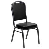 Flash Furniture FD-C01-SILVERVEIN-BK-VY-GG Stacking Banquet Chair w/ Black Vinyl Back & Seat - Steel Frame, Silver Vein