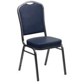 Flash Furniture FD-C01-SILVERVEIN-NY-VY-GG Stacking Banquet Chair w/ Navy Blue Vinyl Back & Seat - Steel Frame, Silver Vein