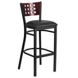 Flash Furniture XU-DG-60118-MAH-BAR-BLKV-GG Commercial Bar Stool w/ Mahogany Wood Back & Black Vinyl Seat, Black