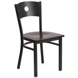 Flash Furniture XU-DG-60119-CIR-WALW-GG Restaurant Chair w/ Circle Cutout Back & Walnut Wood Seat - Steel Frame, Black
