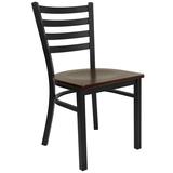 Flash Furniture XU-DG694BLAD-MAHW-GG Restaurant Chair w/ Ladder Back & Mahogany Wood Seat - Steel Frame, Black, Black Ladder Back