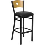Flash Furniture XU-DG-6F6B-CIR-BAR-BLKV-GG Commercial Bar Stool w/ Natural Wood Back & Black Vinyl Seat, Black