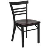 Flash Furniture XU-DG6Q6B1LAD-MAHW-GG Restaurant Side Chair w/ Ladder Back & Mahogany Wood Seat - Steel Frame, Black