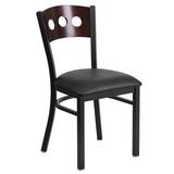 Flash Furniture XU-DG-6Y2B-WAL-BLKV-GG Restaurant Chair w/ Walnut Wood Back & Black Vinyl Seat - Steel Frame, Black