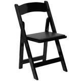 Flash Furniture XF-2902-BK-WOOD-GG Folding Chair w/ Black Vinyl Back & Seat - Beechwood Frame, Black, Vinyl Padded Seat