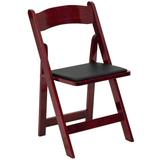 Flash Furniture XF-2903-MAH-WOOD-GG Folding Chair w/ Black Vinyl Back & Seat - Beechwood Frame, Mahogany, Vinyl Padded Seat