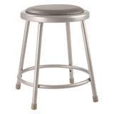 National Public Seating 6418 Round Backless Stool w/ Gray Vinyl Padded Seat, Gray