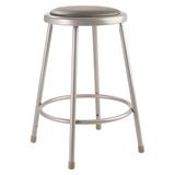 National Public Seating 6424 Round Backless Stool w/ Gray Vinyl Padded Seat, Gray
