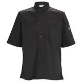 Winco UNF-9KM Broadway Ventilated Chef's Shirt w/ Short Sleeves - Poly/Cotton, Black, Medium