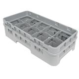 Cambro 10HC414151 Camrack Cup Rack with Extender - 10 Compartment, Half-Size, Soft Gray, 10 Compartments