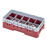 Cambro 10HS318416 Camrack Glass Rack with Extender - 10 Compartments, Cranberry, Red