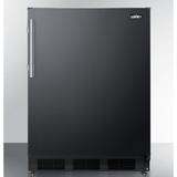 Summit FF7LBLKMBL 23 5/8" W Undercounter Refrigerator w/ (1) Section & (1) Door, 115v, 5.5 Cu. Ft. Capacity, Stainless Steel Work Surface, Black