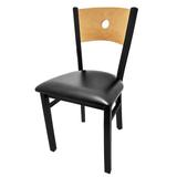 Oak Street SL2150-B Dining Chair w/ Bullseye Back & Black Vinyl Seat - Steel Frame, Black, Bullseye Birch Plywood Back, Black Powder-Coated Frame