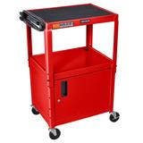 Luxor AVJ42C-RD 42" Adjustable 2 Level A/V Cart w/ 300 lb Capacity & Locking Cabinet - Steel, Red