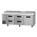 Hoshizaki PR93A-D4 Steelheart 93" Pizza Prep Table w/ Refrigerated Base, 115v, (12) 1/3 Size Pan Capacity, 4 Drawers/1 Door, Stainless Steel