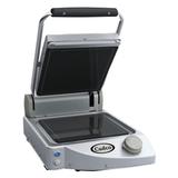Cadco CPG-10F Single Commercial Panini Press w/ Ceramic Smooth Plates, 120v, Stainless Steel