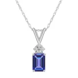 Belk & Co 14K Gold 7X5 Emerald Cut Tanzanite Diamond Accent Pendant