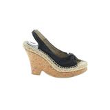 Nine West Heels: Slingback Platform Boho Chic Black Print Shoes - Women's Size 7 - Peep Toe