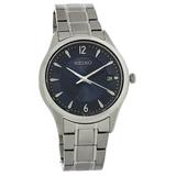 Seiko Essentials Mens Stainless Steel Blue Dial Quartz Watch SUR419