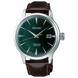 Seiko Men's Presage Cocktail Time Green Dial Leather Strap Watch