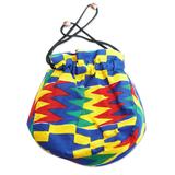 'Kente-Themed Cotton Jewelry Pouch with Recycled Glass Beads'