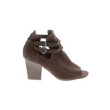 Sonoma Goods for Life Ankle Boots: Brown Solid Shoes - Women's Size 9 1/2 - Peep Toe