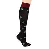 Dr. Motion Women's Compression Socks BLACK - Black Paw-Print 8-15 mmHg Knee-High Compression Socks