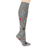 Dr. Motion Women's Compression Socks GREY - Gray Heather Medical Icons 8-15 mmHg Knee-High Compression Socks