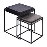 17 Stories 2 Piece Set 23"H/19"H Black/Gold Metal Nested Square Side Accent Tables made of Durable & High-Quality Aluminum & Iron Materials Aluminum