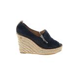 Ettore Masotti Wedges: Espadrille Platform Casual Blue Print Shoes - Women's Size 37 - Peep Toe