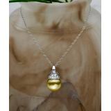 Vera & Co. Women's Necklaces - Olive Imitation Pearl & Cubic Zirconia Pendant Necklace
