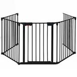 Costway 115 Inch Length 5 Panel Adjustable Wide Fireplace Fence-Black