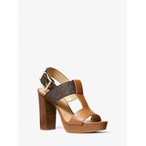 Michael Kors Becker Logo and Leather Platform Sandal Brown 9.5