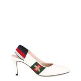 Gucci Shoes | Gucci Sylvie Leather Web Slingback Pumps White Female | Color: White | Size: Eu38.5