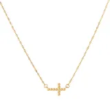Everlasting Gold 10k Gold Beaded Sideways Cross Necklace, Women's, Size: 17", Yellow