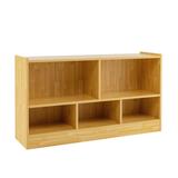 Costway Kids 2-Shelf Bookcase 5-Cube Wood Toy Storage Cabinet Organizer-Beige