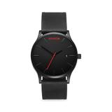 Men's Classic Black Stainless Steel & Leather-Strap Watch - Black