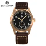 San Martin CUSN8 Bronze Quartz Watch For Men Pilot Wrist Watches 6004 Swim Casual Fashion Waterproof 10Bar Luminous SN0034Q-C