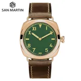San Martin Bronze Watches Business Simple Men Mechanical Watch Horween Leather Strap Relojes Luminous 200m Waterproof SN0041