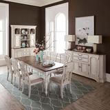 ESTETICA FURNITURE Counter Height Extendable Dining Set Wood/Upholstered Chairs in Brown/White | Wayfair Liberty 455W-DR-9RLS