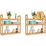 Latitude Run® Solid Wood Wall Mounted Bathroom Shelves Solid Wood in Brown, Size 21.26 H x 23.6 W x 5.9 D in | Wayfair