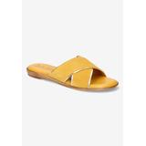 Wide Width Women's Tab-Italy Sandals by Bella Vita in Yellow Suede Leather (Size 7 W)