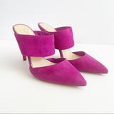 Jessica Simpson Shoes | Jessica Simpson Chandra Pointed Toe Leather Magenta Ankle Strap Slip On Heels 8 | Color: Pink | Size: 8