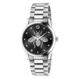 Gucci G-Timeless 38mm Black Dial Steel Bracelet Watch