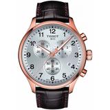 Tissot T-Sport Chronograph XL Silver Dial Brown Leather Strap Men's Watch T116.617.36.037.00 T116.617.36.037.00