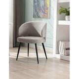 George Oliver Emireth Fabric Upholstered Dining Chair w/ Steel Legs Upholstered in Gray, Size 29.92 H x 20.87 W x 21.46 D in | Wayfair