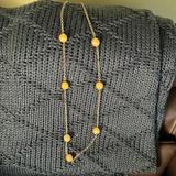 J. Crew Jewelry | J Crew Necklace. Gold Colored Chain And Amber Beads 18 Inches | Color: Gold/Red | Size: 18 Inches