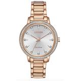 $350 Citizen Silhouette Crystal Silver Dial Ladies Watch Fe7043-55a